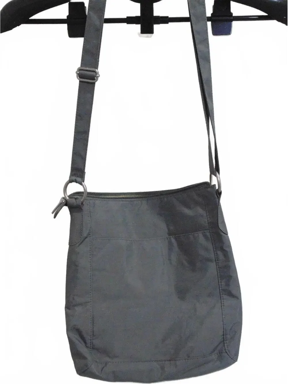 Baggallini Out & About Gray Crossbody Travel Shoulder Bag Purse w/Silver Accents